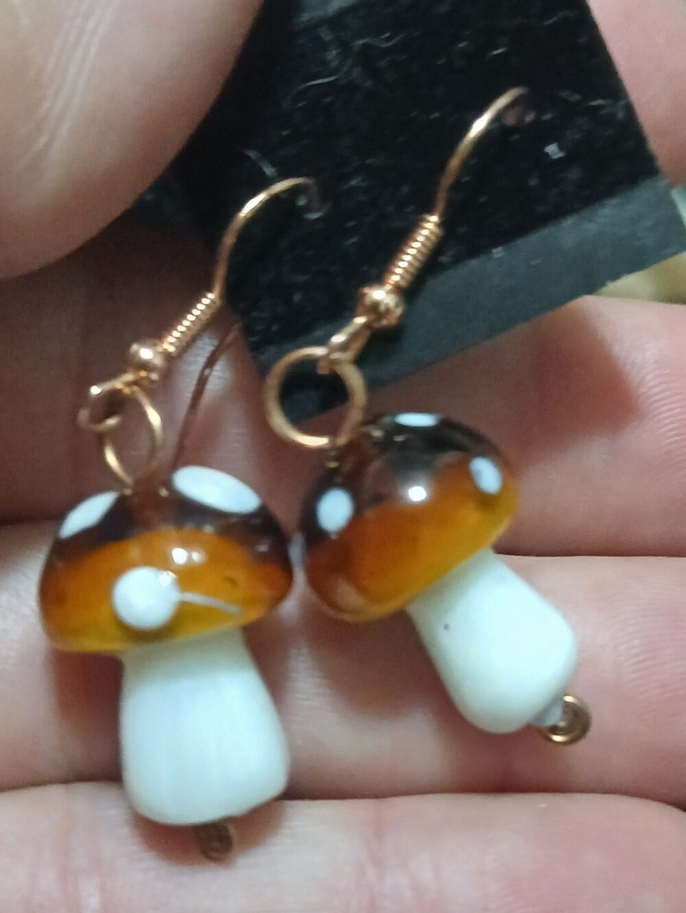 Glass Mushroom Dangle Earrings